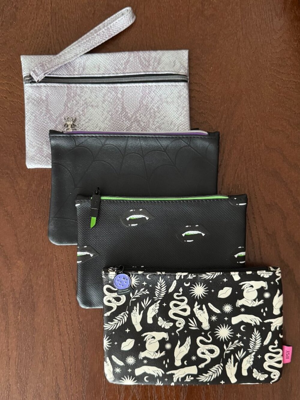 Ipsy Glam Bag Lot of 4 Witchy Celestial Snake Mystical Cosmetic Pouches